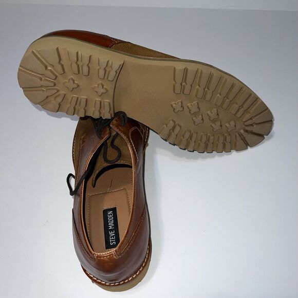 KAAN Steve Madden Mens Cognac Brown Oxford Casual Dress Shoes Size 13 D NEW